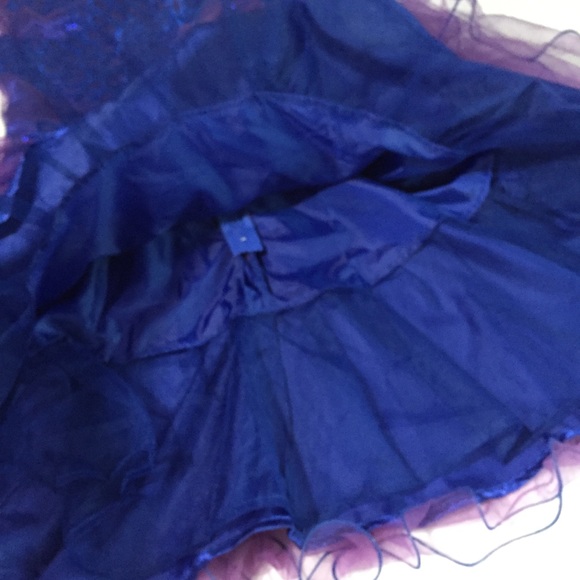 Lace Bodice Sequin Embellished Tulle Party Dress in Blue/Purple - Picture 8 of 13